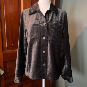 CAbi Tuesday Topper Black Gray Velvet Jacket Size Small